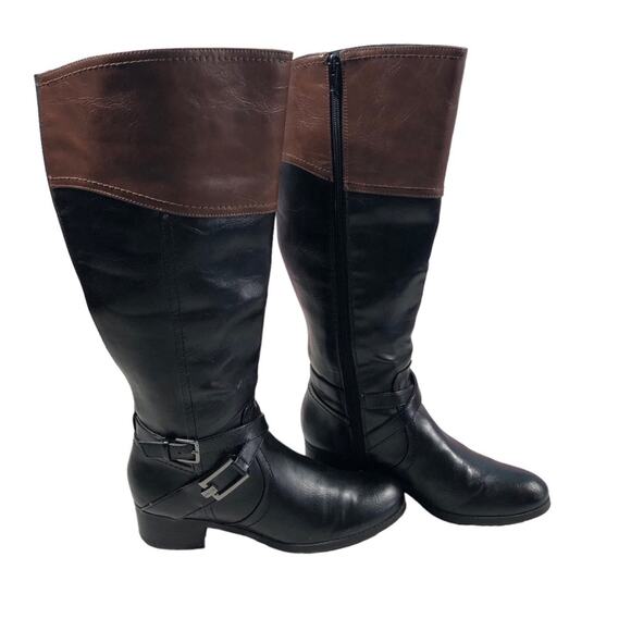 Unisa Faux leather zip up black/brown boots 7.5 - Picture 3 of 9
